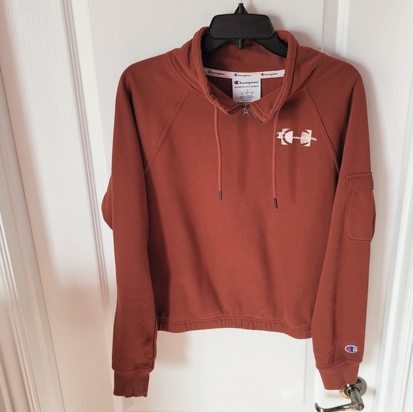 Champion Campus Eco Fleece Mini Zip Mock Neck Large Warm Cinnamon - Picture 1 of 11